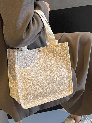 Borsa Tote in Tela Grande Capacità Stampa Floreale Borsa a Tracolla da Donna Pendolarismo Quotidiano Design di Nicchia Moda