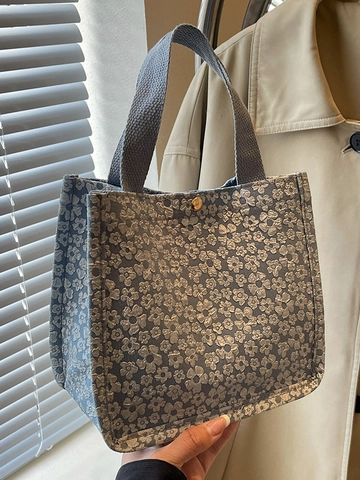 Borsa Tote in Tela Grande Capacità Stampa Floreale Borsa a Tracolla da Donna Pendolarismo Quotidiano Design di Nicchia Moda