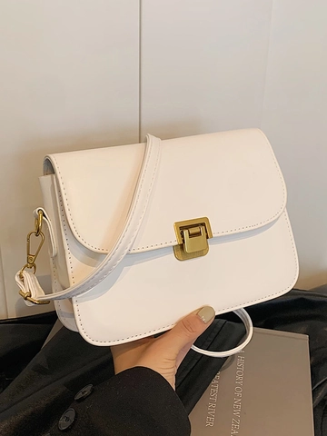 Bolso de Hombro Cuadrado Pequeño de Cuero PU para Mujer Minimalista Moda Vintage Color Sólido Con Cierre de Metal