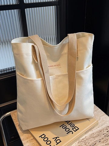Borsa Tote In Tela Grande Capacità Per Donna Borsa A Tracolla Ispessita Con Doppie Tasche Per Scuola Pendolarismo Shopping Quotidiano