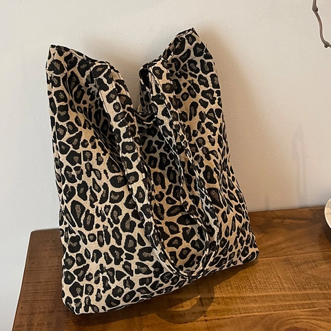 Women Canvas Leopard Zebra Print Tote Bag Large Capacity Open Top Shoulder Bag Stylish Animal Pattern Everyday Commuting Bag