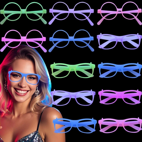 Marco de Gafas de Fiesta Brillantes Neón Luminous Eyewear para Halloween Bar KTV Festival Accesorios para Mujeres y Hombres