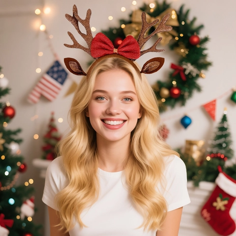 Christmas Headband Reindeer Antlers Santa Hat Elf Hat For Kids Adults Party Decoration Festive Cloth Hair Hoop Accessories