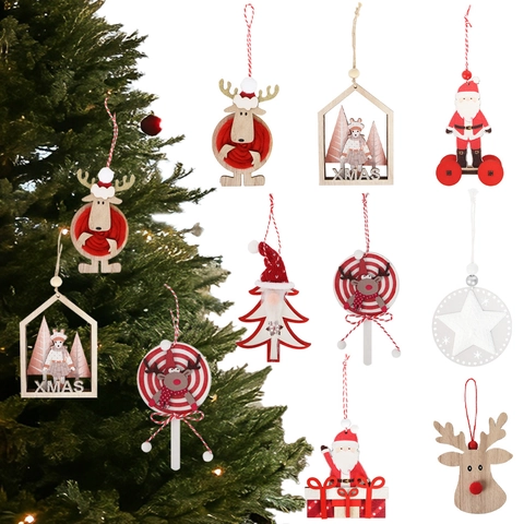 Ornamenti Natalizi in Legno Appesi Forme di Babbo Natale e Renne per Decorazione Albero di Natale Forniture per Feste