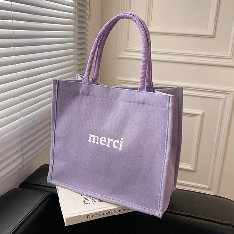 Borsa Tote in Tela da Donna Grande Capacità Merci Stampa di Lettere Semplice Borsa a Tracolla Stile Coreano Per Scuola