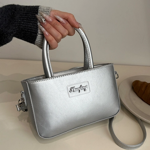Women's Fashion PU Leather Small Square Bag Simple Solid Color Handbag With Double Handles Adjustable Shoulder Strap For Daily Use