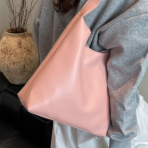 Große Kapazität PU Leder Schulter Totetasche Für Damen Minimalistisch Urban Stil Täglich Lässige Handtasche Elegante Hobo Beuteltasche