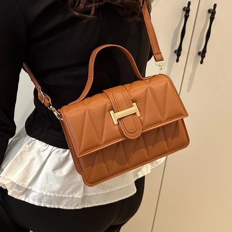 Borsa a Tracolla Piccola Quadrata Trapuntata alla Moda per Donna in Pelle PU Borsa a Mano con Manico Superiore Minimalista Urban