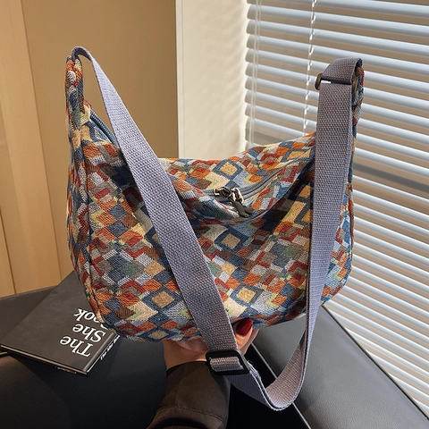 Bohemian Geometrische Jacquard Segeltuch Tote Bag Für Damen Große Kapazität Vintage Ethnische Schulter Umhängetasche Hobo Bag