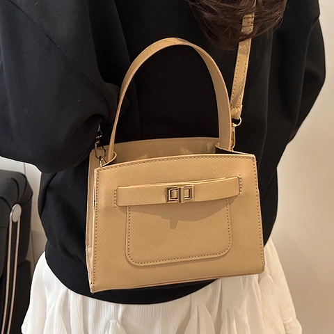 Damen Saffiano PU Leder Umhängetasche Urban Einfach Handtasche Metallschloss Umhängetasche Mode Lässig Schultertasche Handtasche