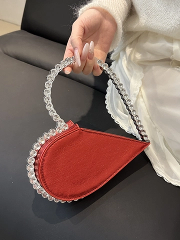 Dames Hartvormige Avondtas Strass Metallic Handtas Elegante Party Banket Clutch Voor Bruiloft Mode Sieraden