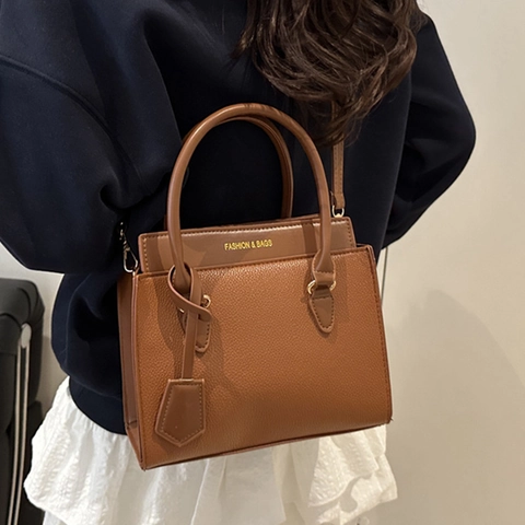 Dames Mode PU Leren Tote Tas Contrastkleur Litchi Textuur Grote Capaciteit Schoudertas Casual Handtas Voor Dagelijks Woon-werkverkeer