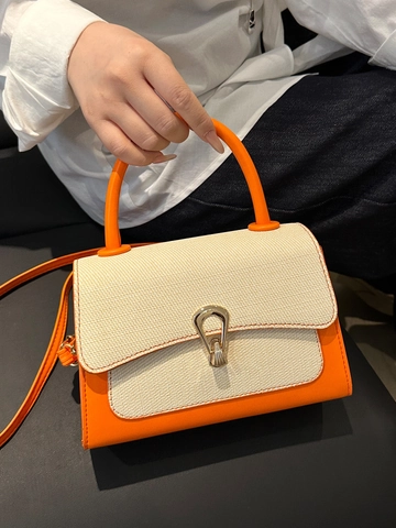 Dames Mode PU Leer Geweven Patchwork Schoudertas Contrastkleur Vierkante Crossbodytas Met Metalen Gesp Handtas
