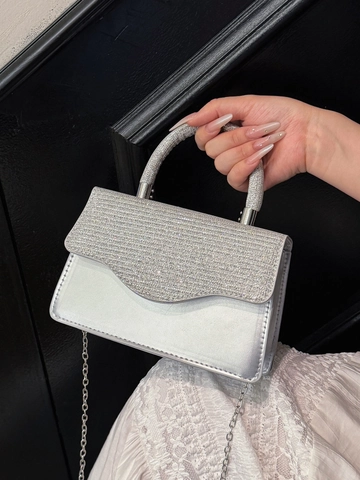 Elegante Bolso de Noche con Brillantes Diamantes de Imitación para Mujer Cuero PU Bolso de Mano para Banquete Boda con Cadena