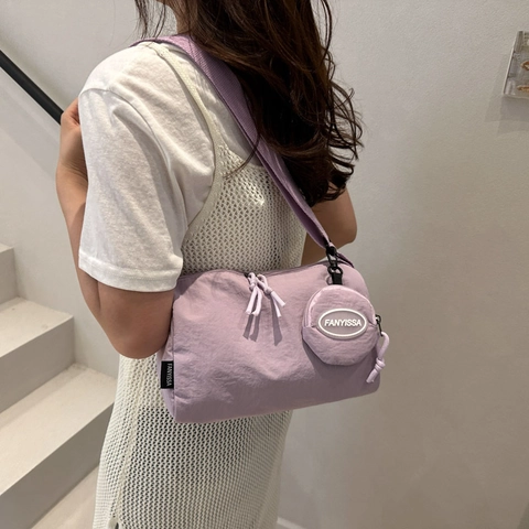 Women Wrinkled Canvas Shoulder Bag Casual Crossbody Dumpling Bag With Round Pouch For Daily Commute Versatile Handbag