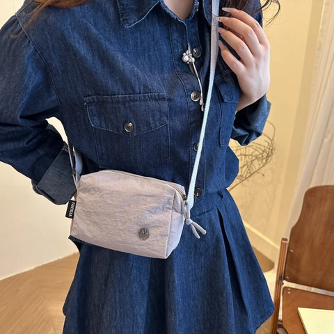 Bolso de Hombro Cilíndrico de Lona Casual para Mujer Correa Ancha Minimalista Bolso de Bandolera Moda Cierre de Cremallera Pequeño Bolso de Almohada