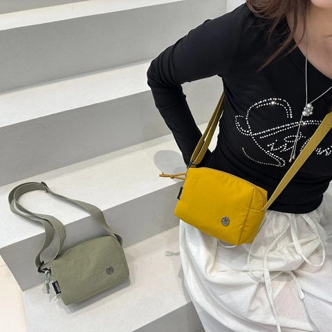 Bolso de Hombro Cilíndrico de Lona Casual para Mujer Correa Ancha Minimalista Bolso de Bandolera Moda Cierre de Cremallera Pequeño Bolso de Almohada