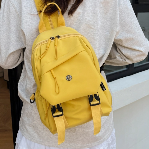 Mochila de Lona Minimalista Unisex Gran Capacidad Ligera Bolso de Hombro con Cordón para Viajes Diarios Mochila Urbana de Moda