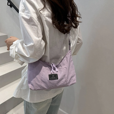 Borsa a Tracolla in Tela a Grande Capacità Retrò Minimalista Pendolare Moda Casual Tote Bag per Donna