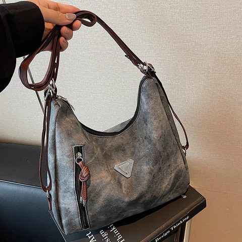 Borsa Tote da Donna in Pelle PU Grande Capacità Borsa a Tracolla Vintage Hobo Con Cinghia Regolabile Urban Minimalist Borsa da Pendolare