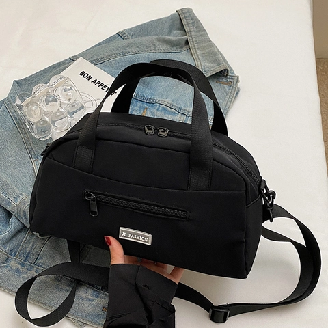 Minimalist Nylon Crossbody Bag For Women Solid Color Lightweight Shoulder Bag Adjustable Strap Versatile Tote Zipper Casual Handbag