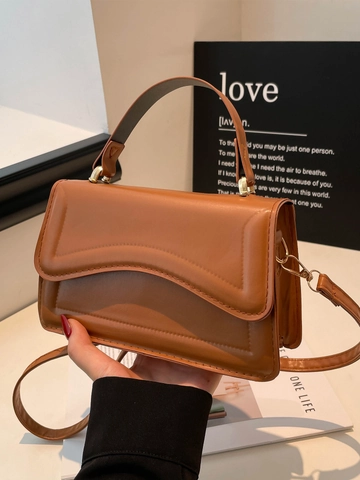 Damen Umhängetasche im Koreanischen Stil mit Gewellter Klappe Retro PU Leder Crossbody Tasche Goldbeschläge Vielseitige Handtasche