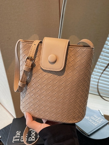 Bolso Bombonera Tejido de Cuero PU Retro para Mujer Diseño de Nicho Bolso de Hombro Minimalista Correa Ajustable Bolso de Moda Urbana