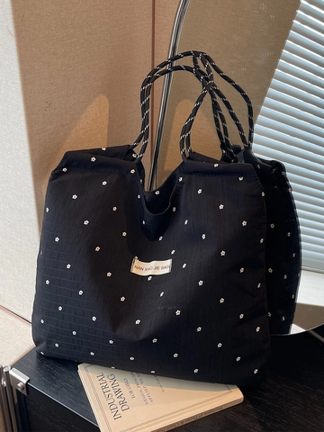 Damen Blumen Segeltuch Tote Tasche Große Kapazität Bedruckte Blumen Schultertasche Lässig Schule Arbeit Handtasche Koreanischer Stil