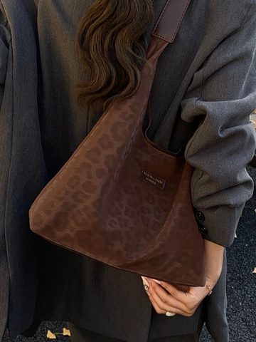 Vintage Leopardenmuster PU Leder Tragetasche Große Kapazität Schulter Hobo Tasche Mit Kleiner Tasche Für Damen Mode Alltag