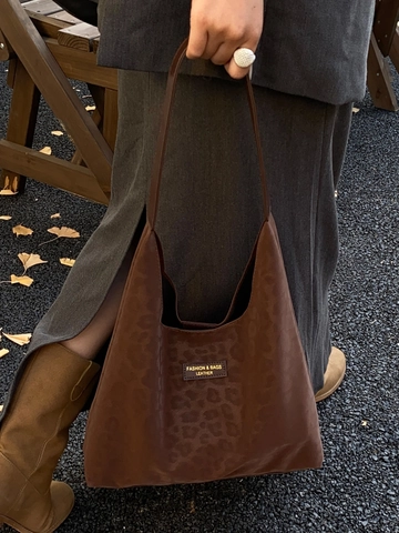 Vintage Leopardenmuster PU Leder Tragetasche Große Kapazität Schulter Hobo Tasche Mit Kleiner Tasche Für Damen Mode Alltag