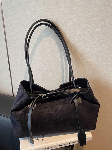 Women Large Capacity Tote Bag Vintage PU Leather Frosted Texture Minimalist Shoulder Bag Solid Color Daily Office Handbag