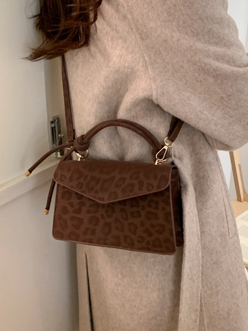 Anspruchsvolle Damen Leopardenmuster PU-Leder Handtasche Minimalistische Retro Umhängetasche Modische Vielseitige Schultertasche