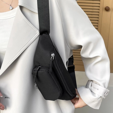 Borsa da Petto in Tela da Donna Urbana Marsupio Impermeabile Multi Tasca Borsa a Tracolla alla Moda per Viaggio Quotidiano Minimalista