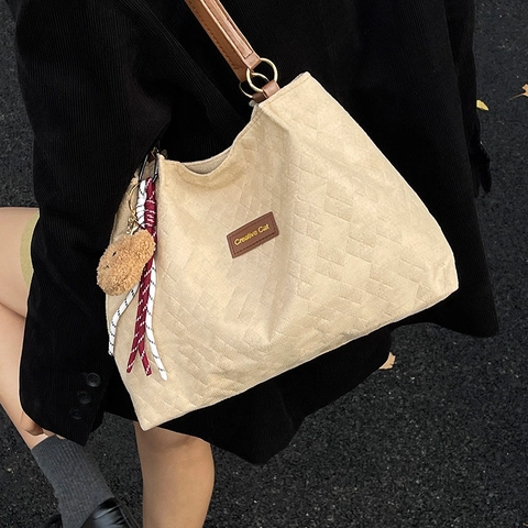 Damen PU Polyester Gesteppt Tragetasche Mode Straße Stil Groß Schultertasche Für Student Schule Täglich Vielseitige Handtasche