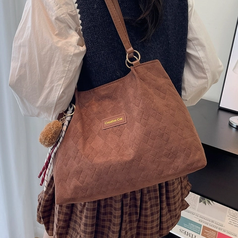 Damen PU Polyester Gesteppt Tragetasche Mode Straße Stil Groß Schultertasche Für Student Schule Täglich Vielseitige Handtasche