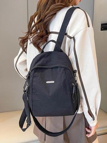 Women Fashion Lightweight Oxford Cloth Backpack Casual Solid Color Large Capacity Travel Bag For College Students Commuting