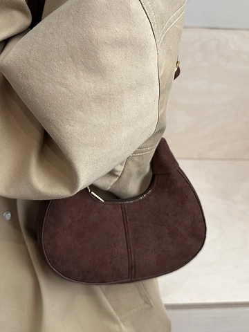 Retro Matte PU Wildleder Handtasche Urban Minimalistisch Mondsichel Schultertasche Nische Design Kleine Umhängetasche Für Damen