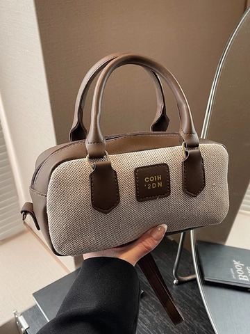 Borsa Bowling in Tela e Pelle PU Vintage per Donna Moda Invernale Borsa a Tracolla Boston con Cinturino Regolabile