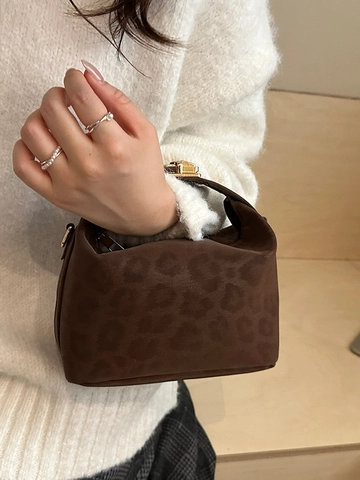 Vintage Leopardenmuster Kleine Quadratische Schultertasche Für Damen PU Leder Umhängetasche Mit Schloss Und Verstellbarem Gurt