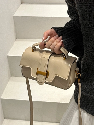 Borsa a Tracolla in Pelle PU Vintage per Donna Borsa a Spalla Quadrata Piccola con Fibbia in Metallo Retrò Borsa a Mano Pendolare
