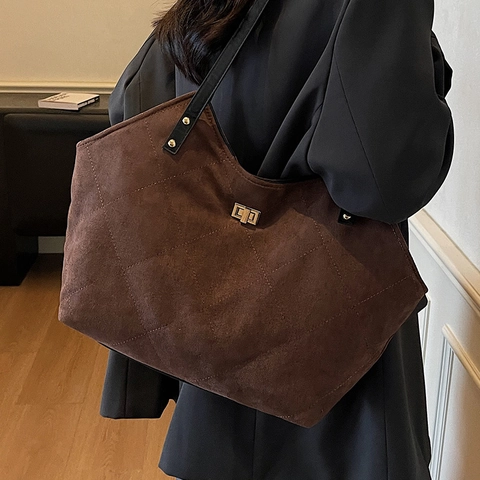 Retro Rautensteppung Tote Bag Für Damen Große Kapazität Matte PU Leder Schultertasche Mode Pendler Handtasche
