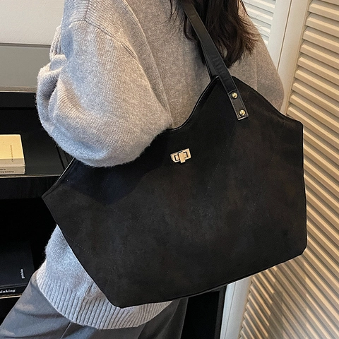 Retro Rautensteppung Tote Bag Für Damen Große Kapazität Matte PU Leder Schultertasche Mode Pendler Handtasche