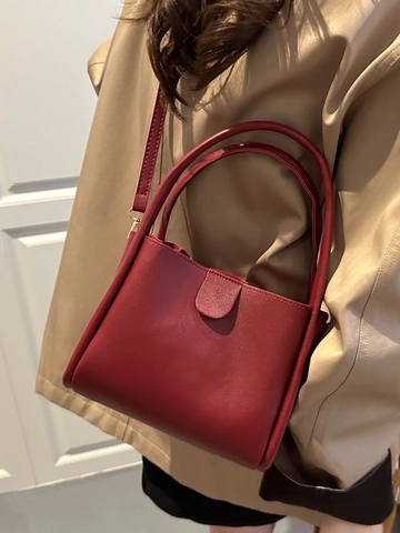 Women PU Leather Bucket Bag Minimalist Lychee Pattern Large Capacity Commute Shoulder Handbag Retro Versatile Tote Bag
