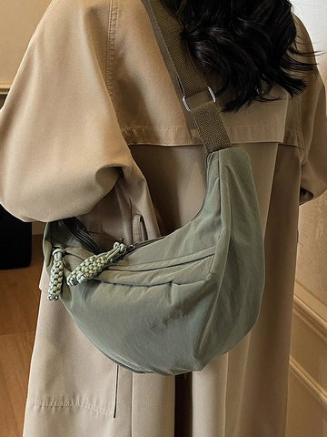 Borsa a Spalla Dumpling da Donna in Nylon Grande Capacità Borsa a Tracolla Casual a Mezzaluna Con Tracolla Regolabile Borsa Pendolare