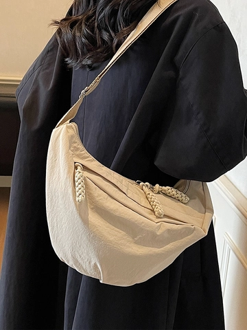 Borsa a Spalla Dumpling da Donna in Nylon Grande Capacità Borsa a Tracolla Casual a Mezzaluna Con Tracolla Regolabile Borsa Pendolare