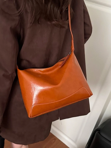 Bolso Hobo Retro para Mujer Gran Capacidad Cuero PU Bolso de Hombro Casual Bolso de Mano Simple Moda Cremallera Viajero Tote