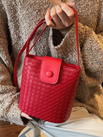 Damen Gewebte PU Leder Beuteltasche Retro Intrecciato Schultertasche Umhängetasche Handtasche Für Den Täglichen Büroalltag Damen