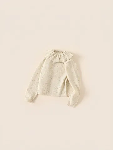 Maglione in Maglia con Colletto a Volant per Bambine Pullover Invernale Caldo Ispessito a Maniche Lunghe