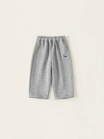 Kids Cotton Blend Sweatpants Toddler Sport Pants Boys Girls Elastic Waist Straight Trousers Dog Embroidery Patch Casual Bottoms