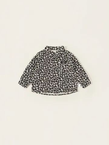 Jungen Casual Leopardenmuster Langarm Hemd Umlegekragen Polyester Oberteil Frühling Herbst Kinder Mode Knopfleiste Hemd